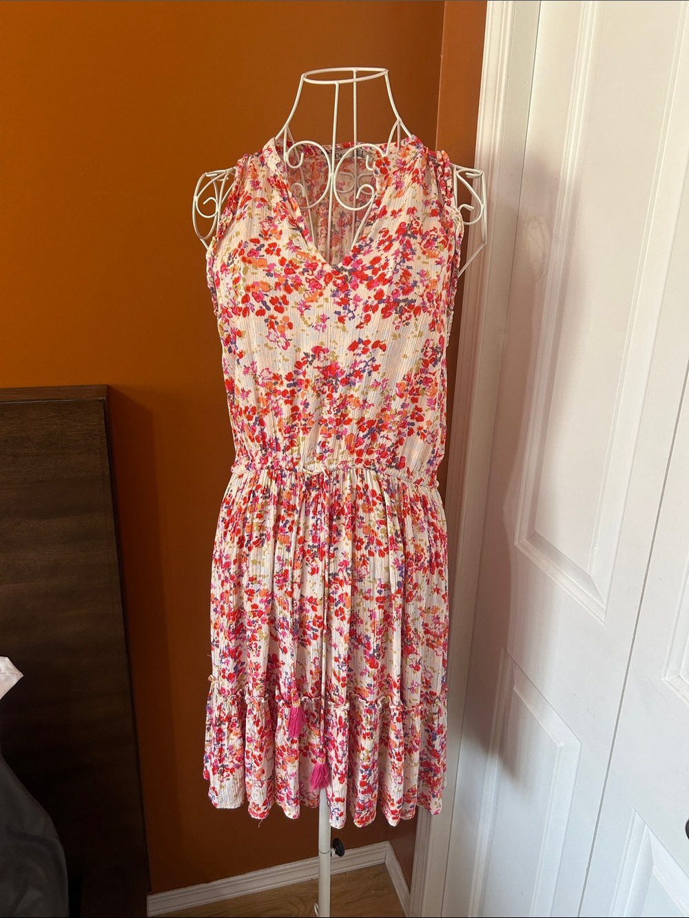 Dex Floral Mini Dress Size M Boho Cottagecore Summer Dress - Picture 2 of 9